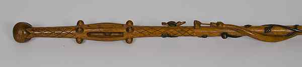 Appraisal: Irish Theme Polychrome Folk Art Carved Wood Cane A nice