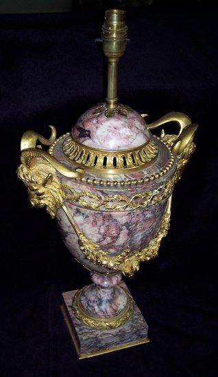 Appraisal: A Louis XV style rose marble and ormolu urn with