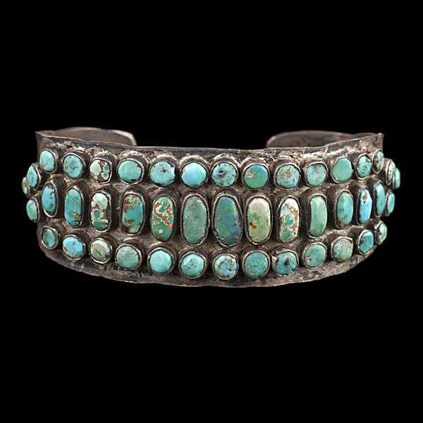 Appraisal: Navajo Silver and Turquoise Bracelet Collected by Virginia Doneghy -