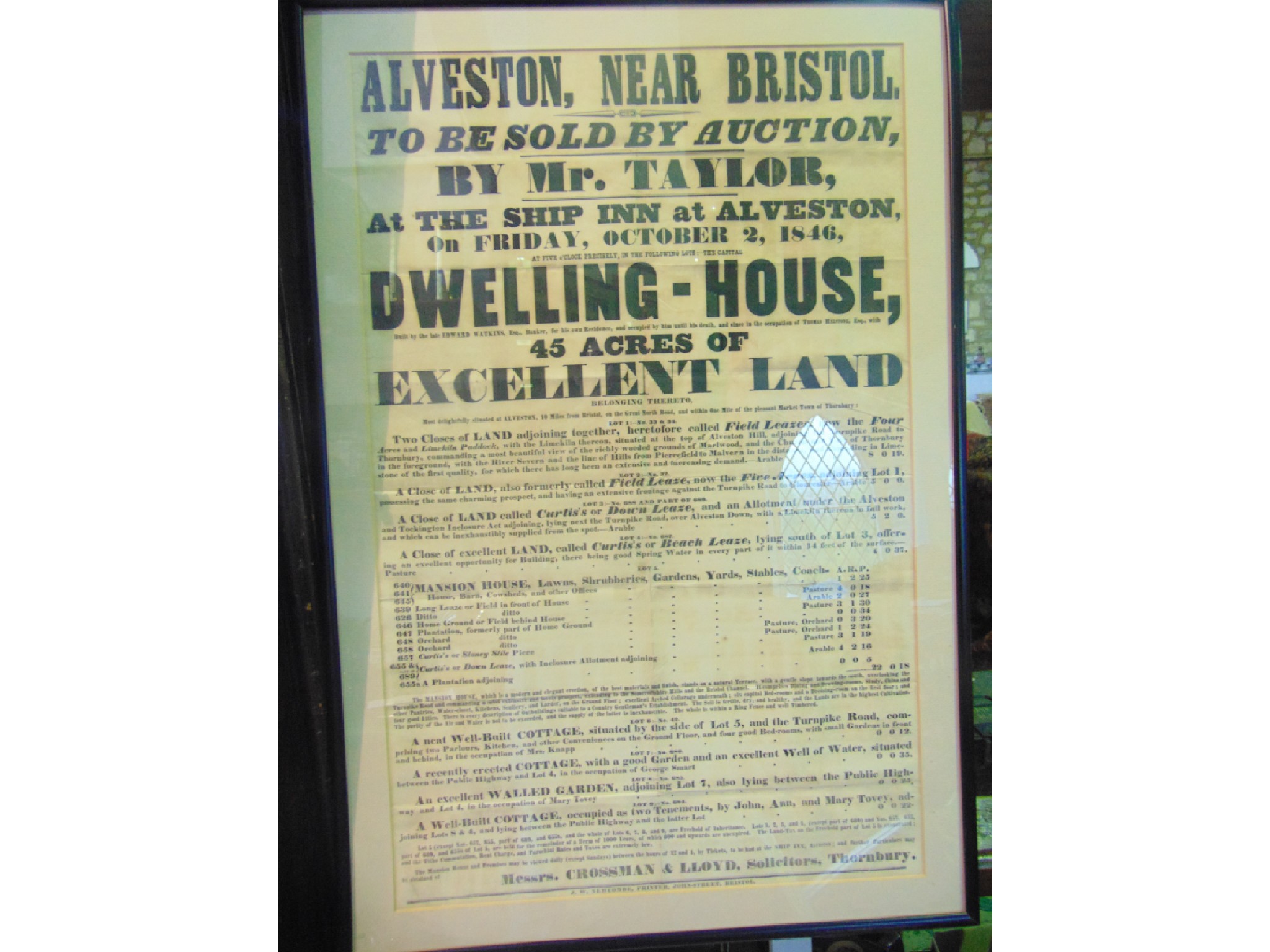 Appraisal: A framed and glazed traditional th century auction poster of