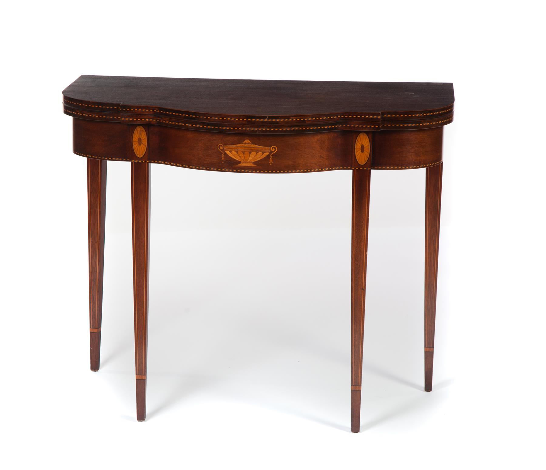 Appraisal: HEPPLEWHITE-STYLE GATELEG GAME TABLE American nd half- th century mahogany