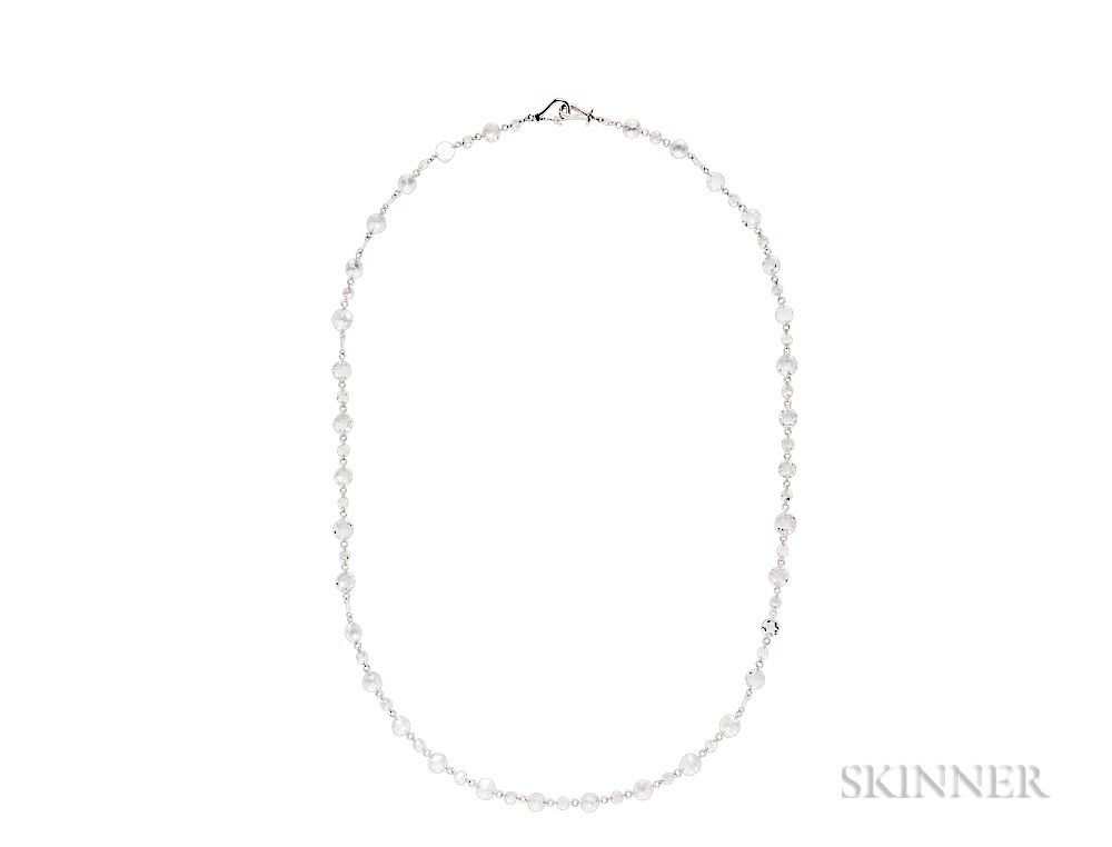 Appraisal: kt White Gold and Rose-cut Diamond Necklace kt White Gold