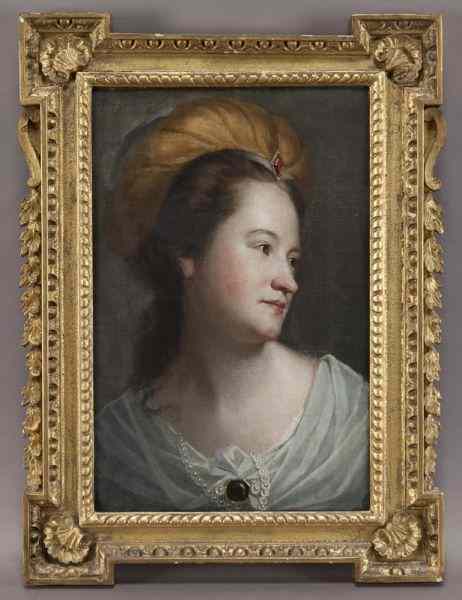 Appraisal: Italian school oil painting on canvasportrait of a lady Relined