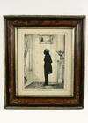 Appraisal: PRINT ON LINEN - th C memorial silhouette print on