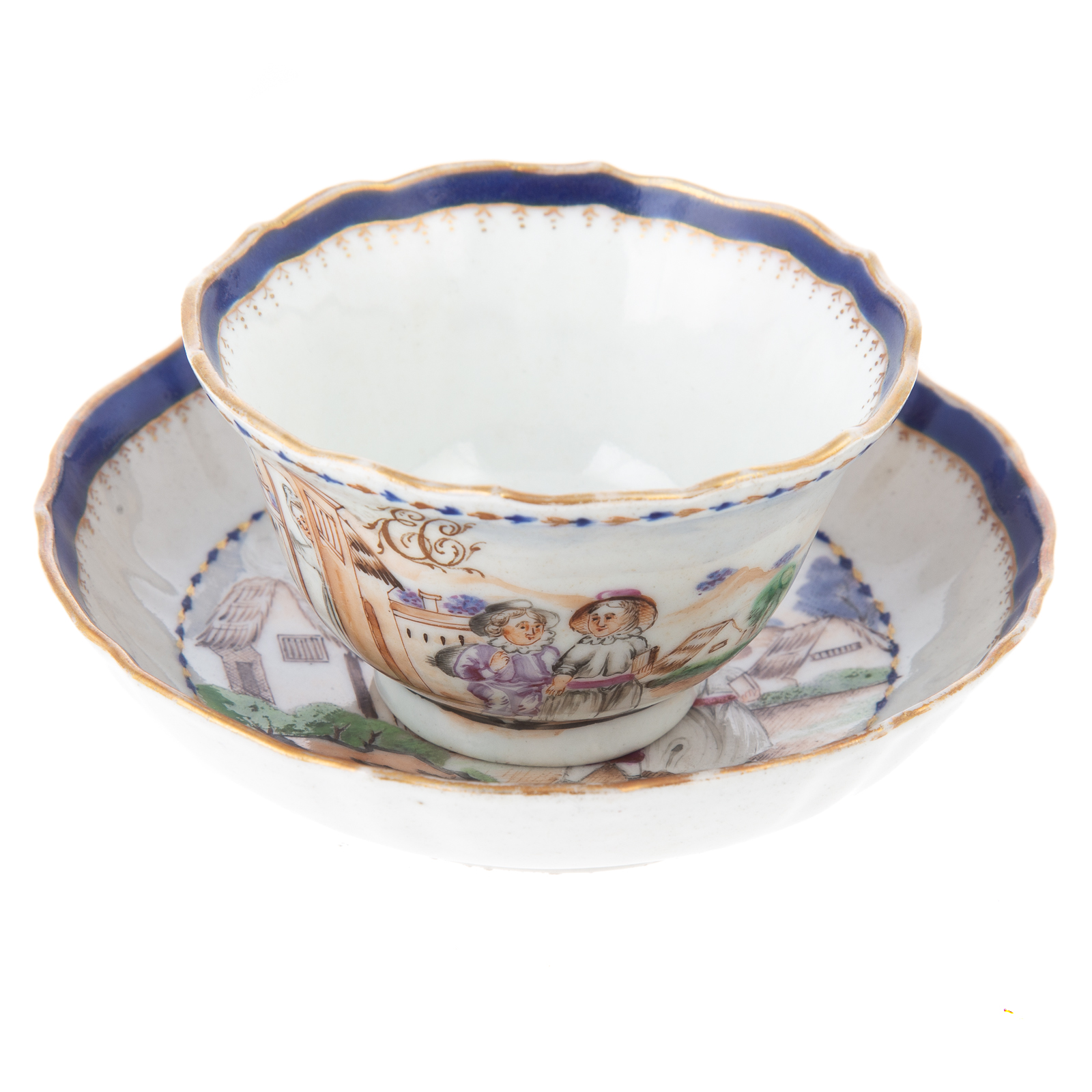 Appraisal: CHINESE EXPORT EUROPEAN SUBJECT CUP SAUCER Qianlong Era circa -