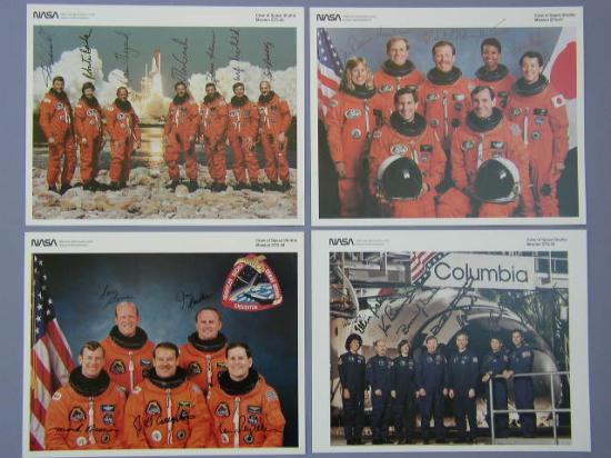 Appraisal: Shuttle Crew Portraits Complete Four completely signed official NASA color