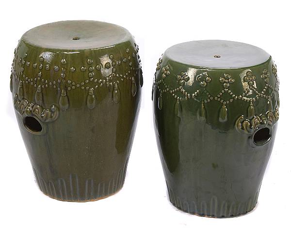 Appraisal: A set of three Chinese green glazed garden seats height