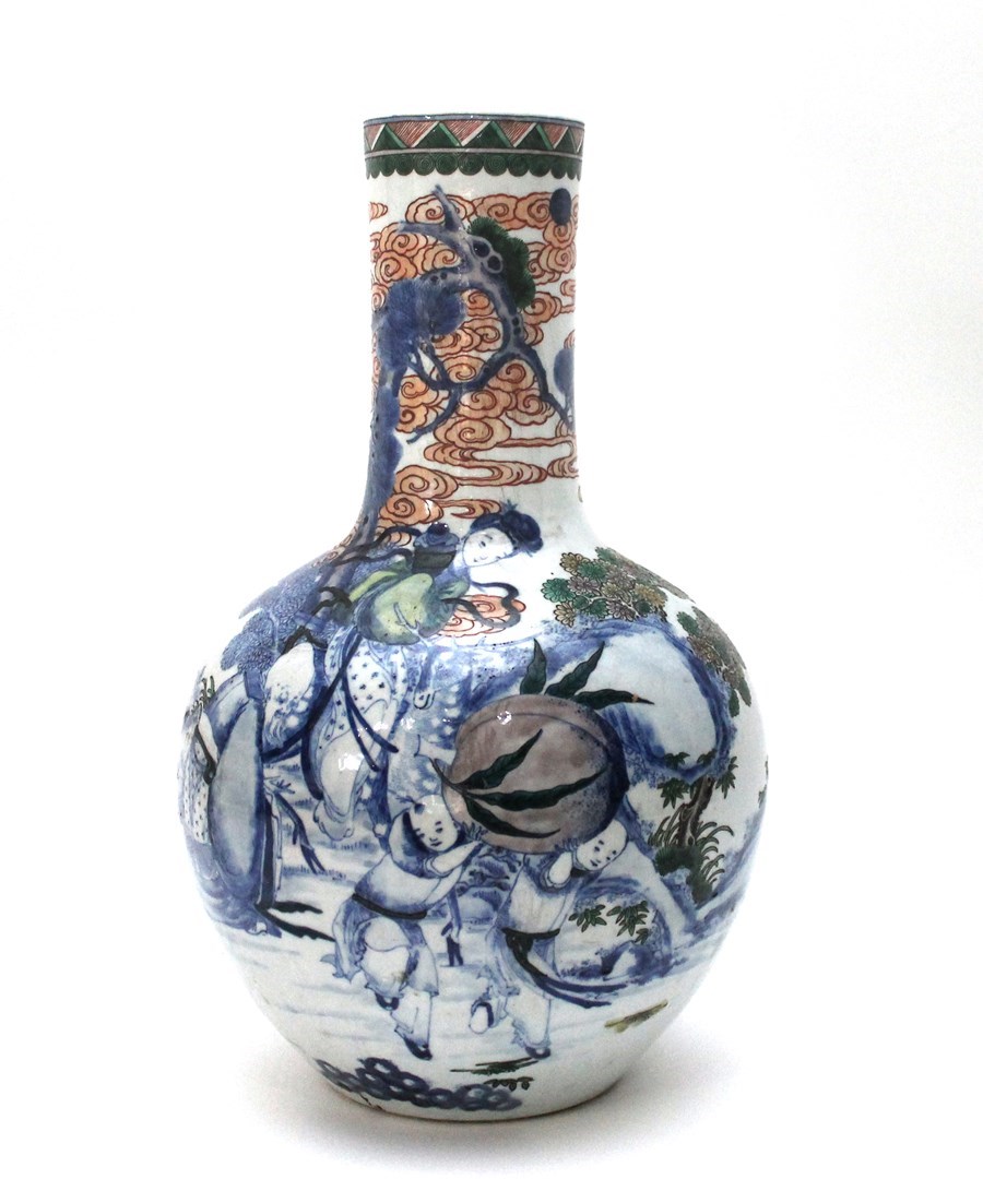 Appraisal: A Chinese porcelain famille-verte bottle vase late th century painted