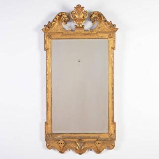 Appraisal: George II giltwood girandole wall mirror th th c broken