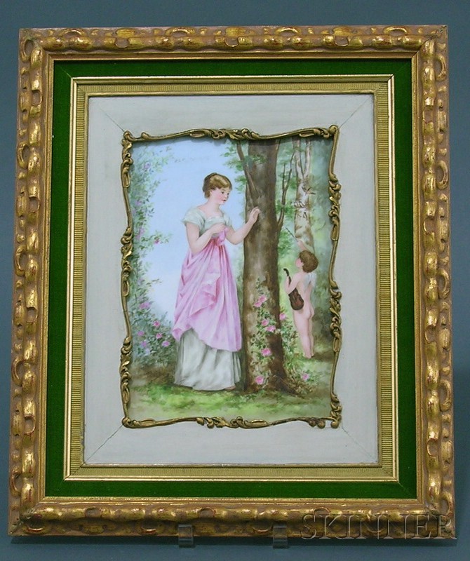 Appraisal: Hand-painted French Porcelain Plaque late th early th century rectangular