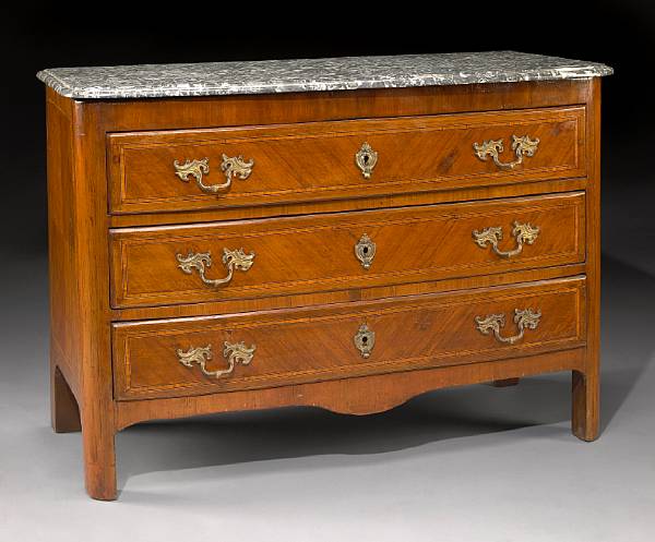 Appraisal: A Louis XVI gilt bronze mounted and inlaid walnut commode