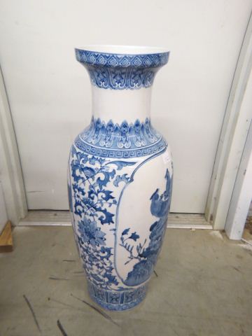 Appraisal: Chinese Porcelain Floor Vase blue white floral tall excellent