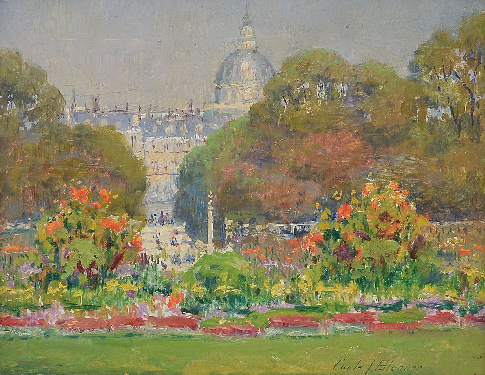 Appraisal: BLENNER Carle American - Luxembourg Gardens Paris Oil Canvasboard ''