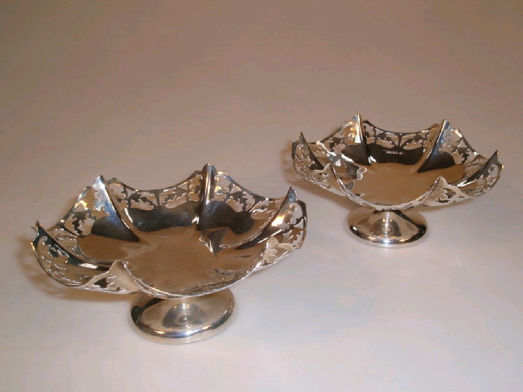 Appraisal: A pair of George VI silver pedestal bon-bon dishes by