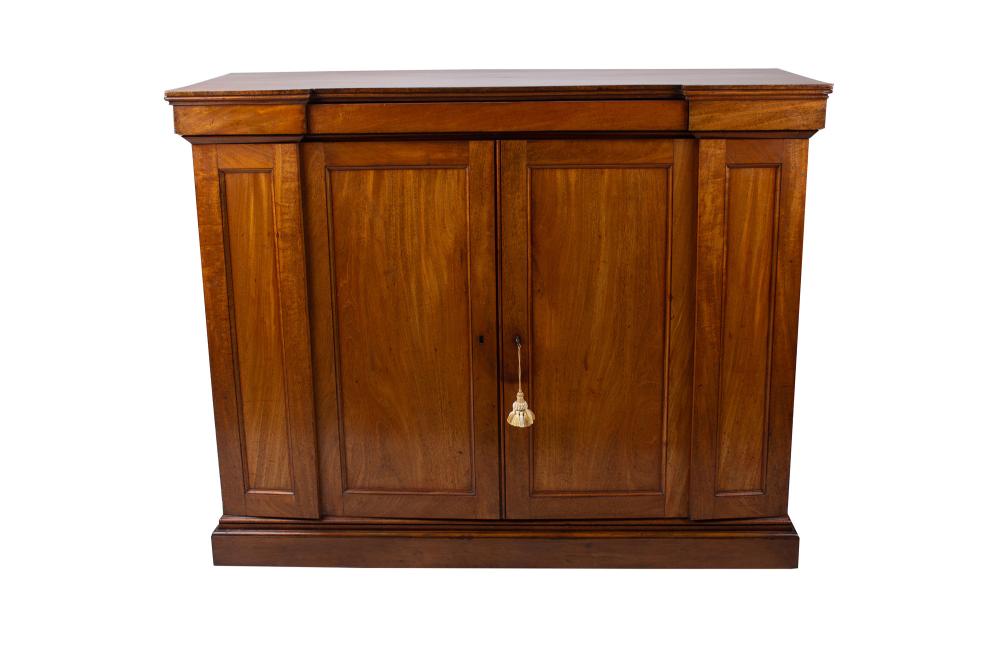 Appraisal: EDWARDIAN MAHOGANY SIDE CABINETwith key with two interior sliding drawers