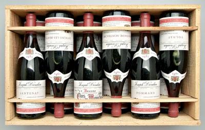 Appraisal: Custom mixed crate red Burgundy wine all Joseph Drouhin two