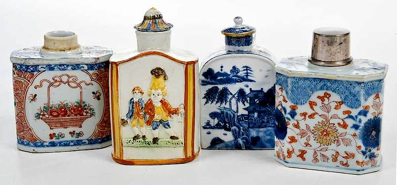 Appraisal: Four Chinese Export and British Tea Caddies th century two