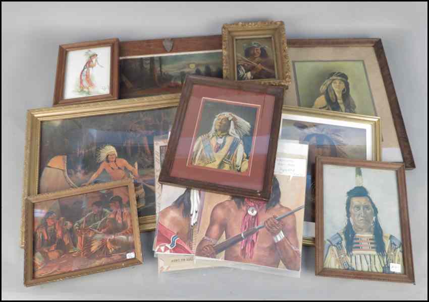 Appraisal: COLLECTION OF INDIAN PORTRAITS Includes Framed and Unframed Prints Largest