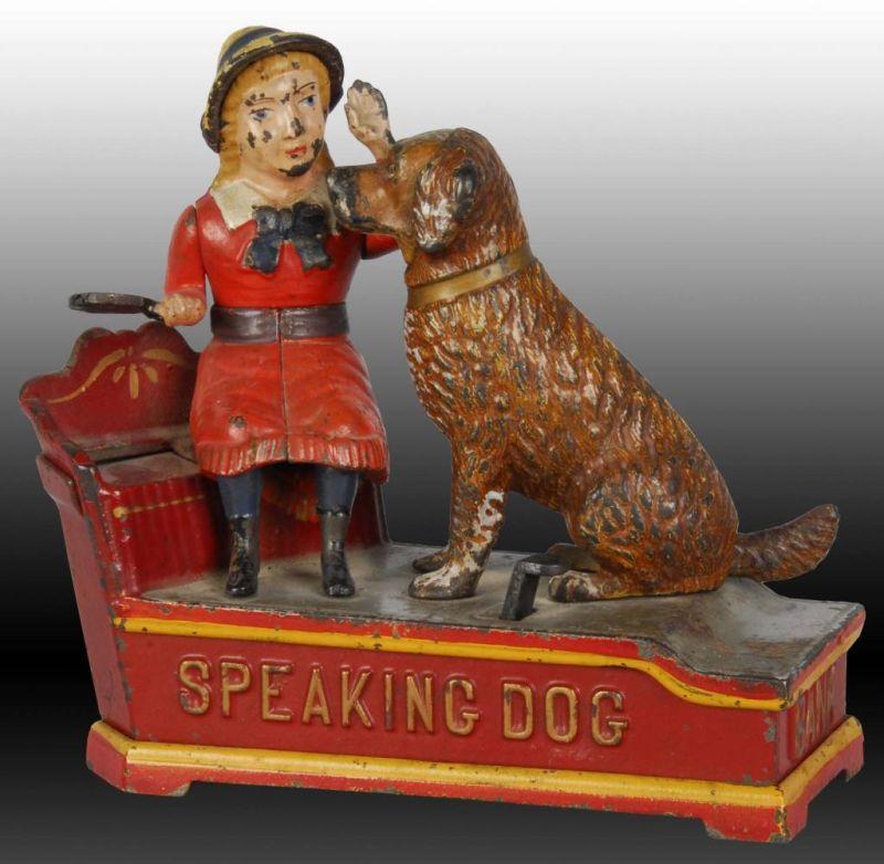 Appraisal: Cast Iron Speaking Dog Mechanical Bank Description All original Red