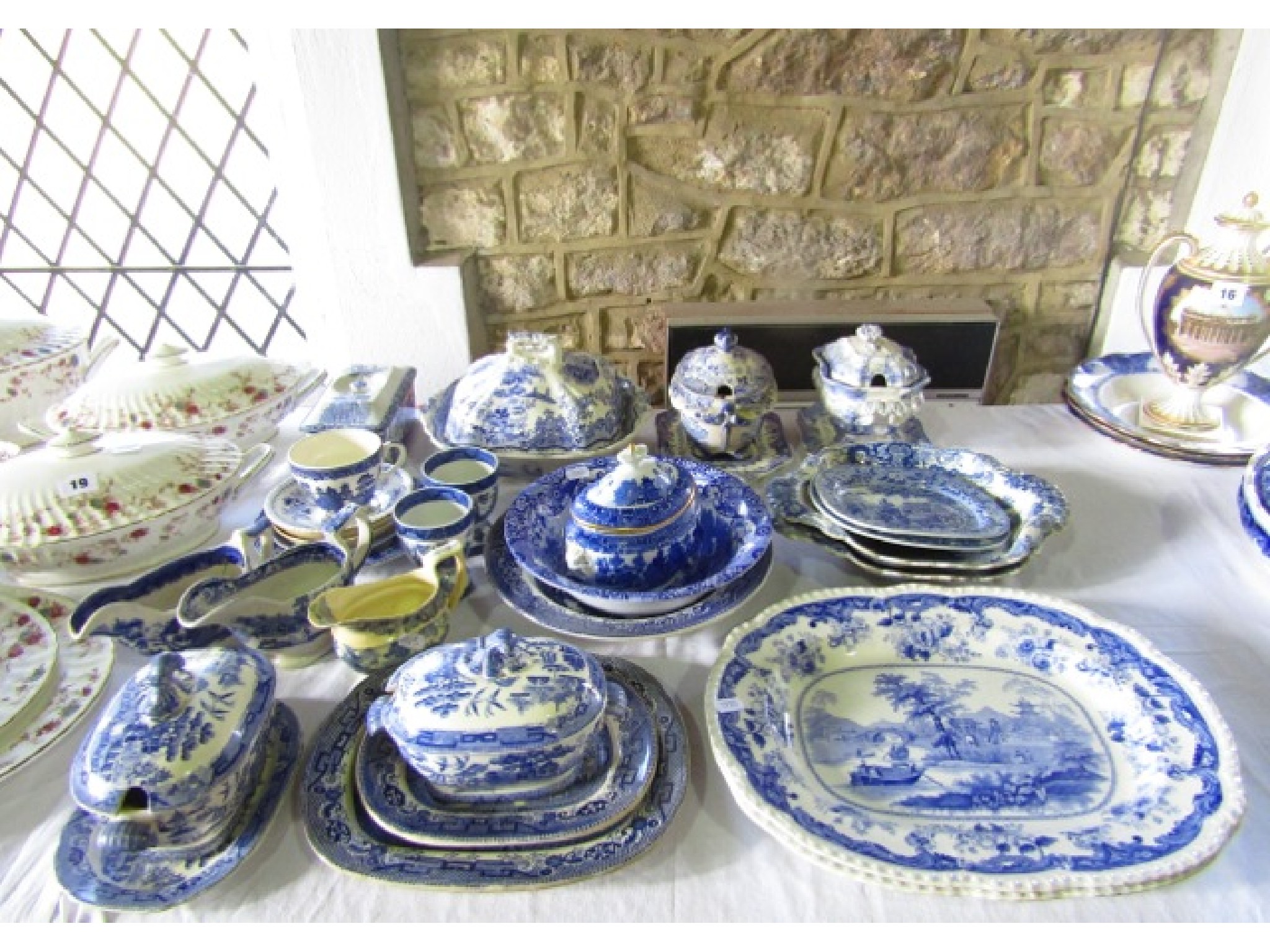 Appraisal: A quantity of th century blue and white printed ceramics