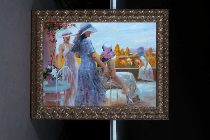 Appraisal: French School st Century The Ladies Who Lunch oil on