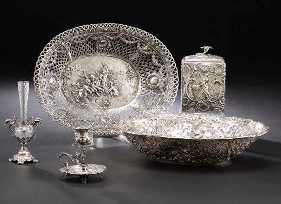 Appraisal: German Silver Fruit Basket first quarter th century of oval