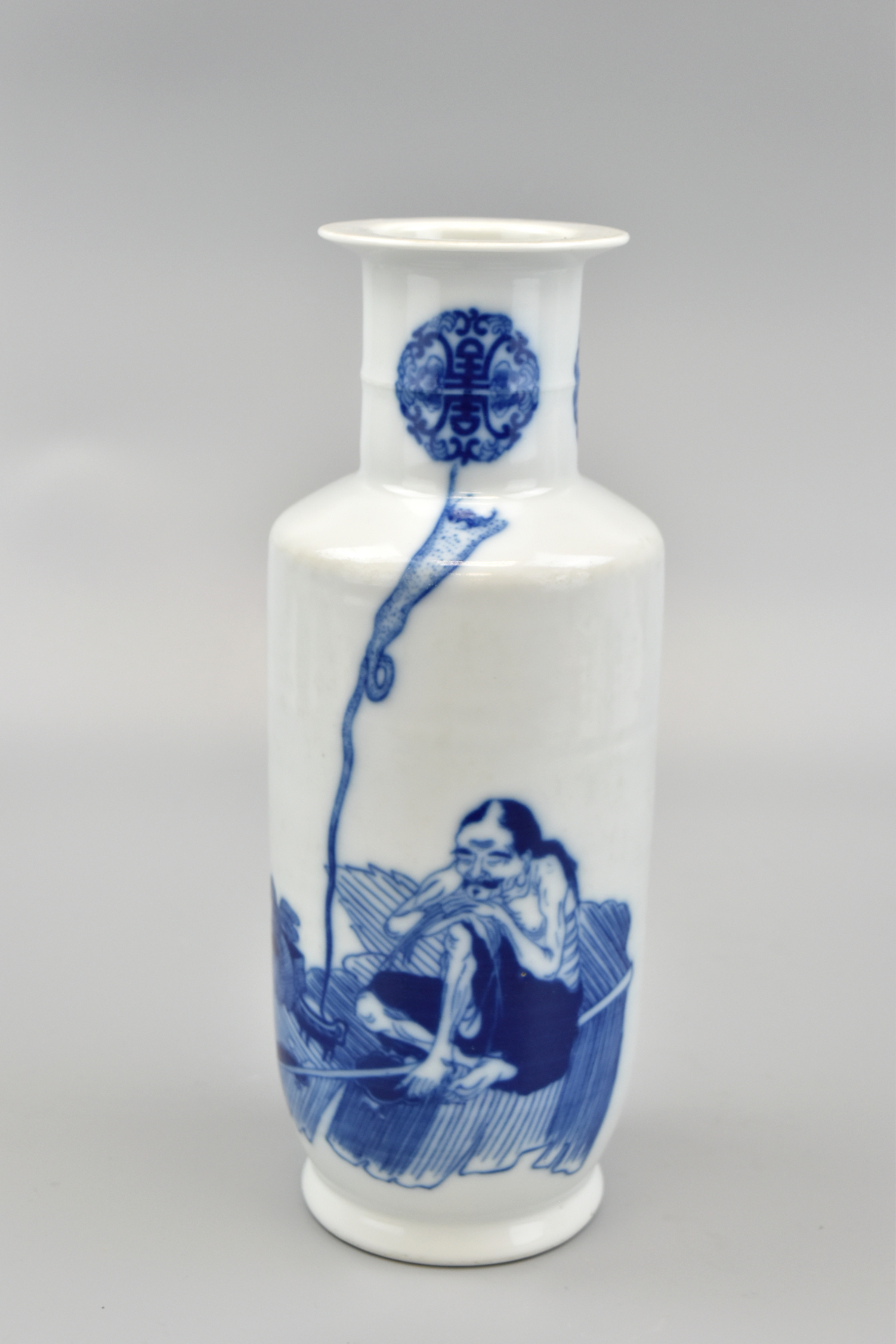 Appraisal: Chinese blue and white Rouleau style Vase with straight cylindrical