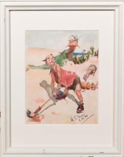 Appraisal: A E Snow Golfers on the Beach watercolo A E