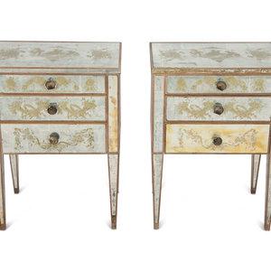 Appraisal: A Pair of French Eglomis Mirrored Night Stands th th