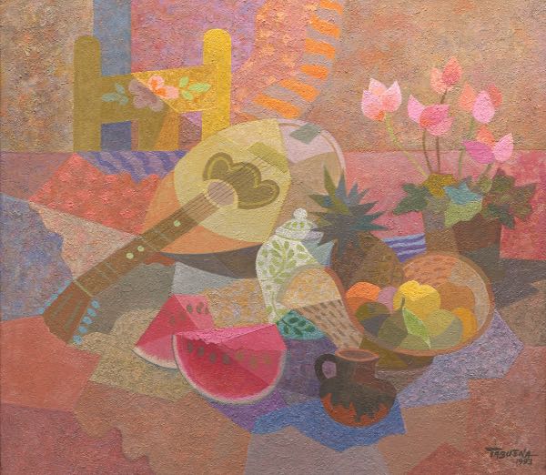 Appraisal: ROMEO VILLALVA TABUENA FILIPINO - x Still life with mandolin