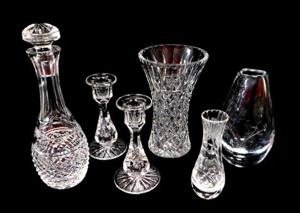 Appraisal: Six pieces of cut glass including decanter marked Waterford h