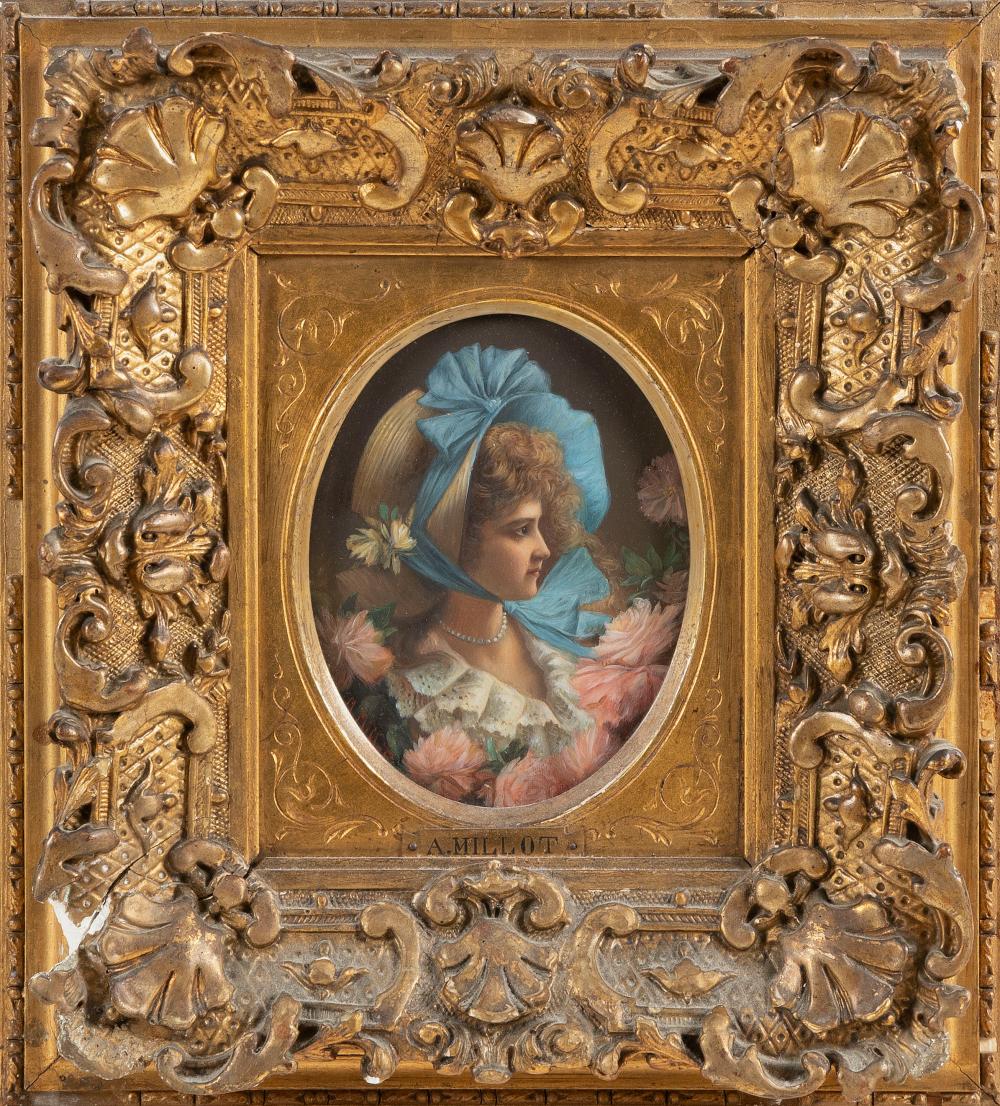 Appraisal: ADOLPHE MILLOT FRANCE - YOUNG WOMAN WEARING A BONNET OIL