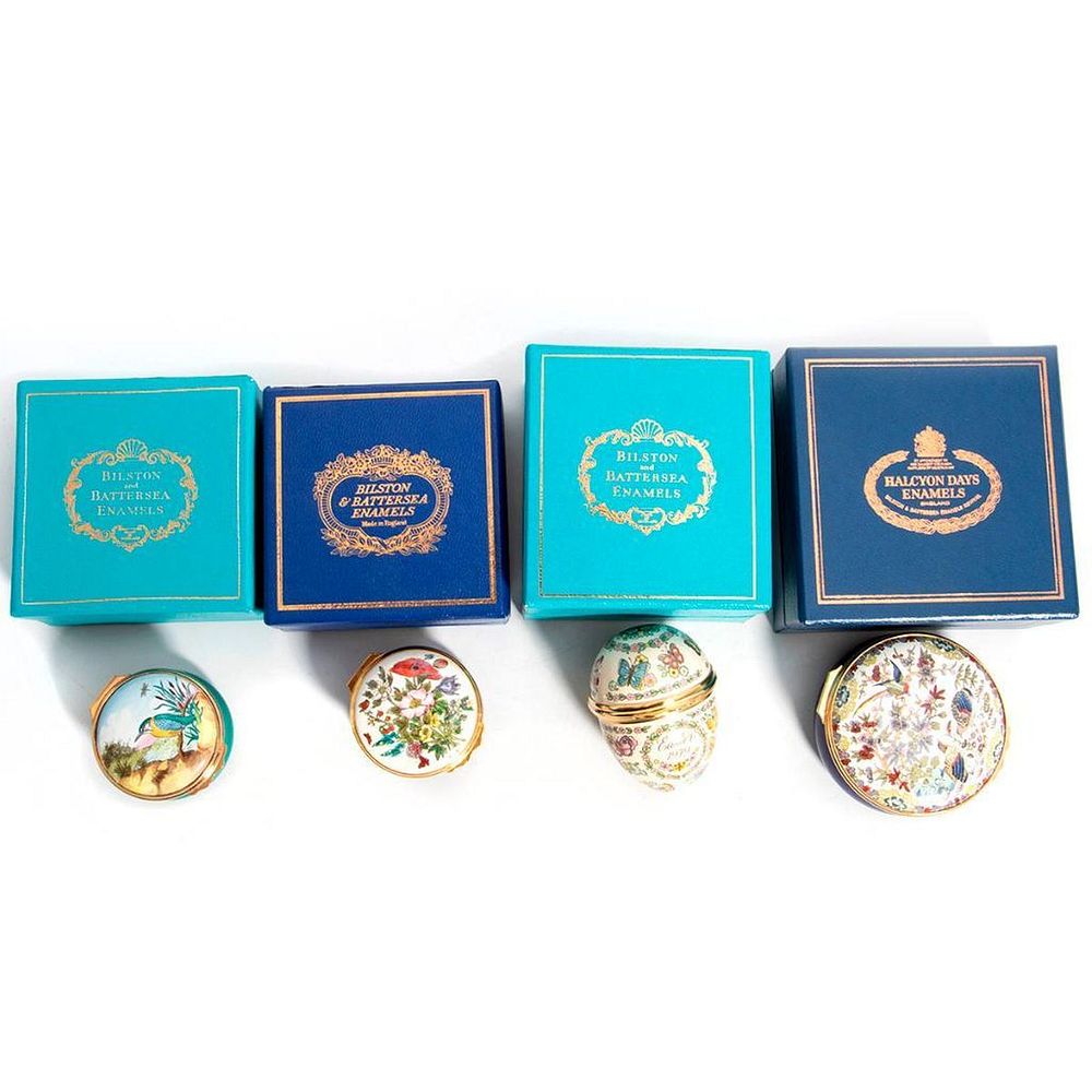 Appraisal: Bilston Battersea Enamel Boxes Collection of four including Christmas in