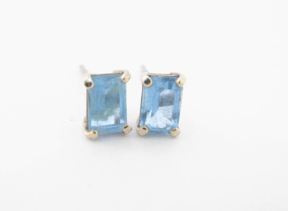 Appraisal: A pair of K yellow gold blue topaz post earrings