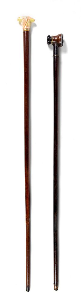 Appraisal: Two Continental Walking Sticks Two Continental Walking Sticks Late th