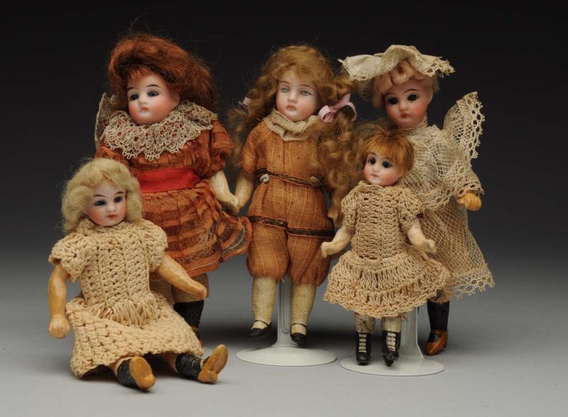 Appraisal: Lot Of German Bisque Dolls All with bisque socket heads