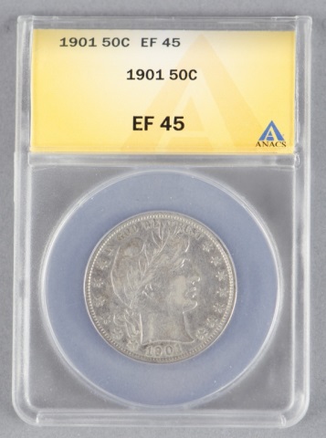 Appraisal: Barber HalfCertified and graded XF by ANACS - nice type