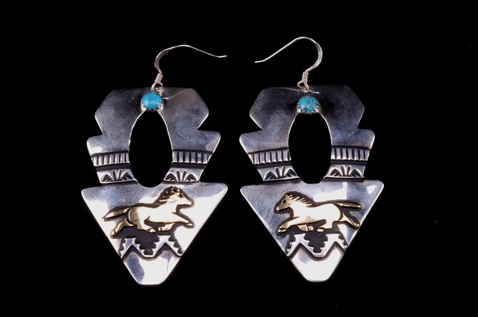 Appraisal: T R Singer Navajo Silver Turquoise Earrings Featured in this