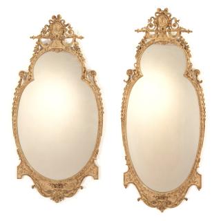 Appraisal: Pair George III style cream painted wall mirrors Pair George