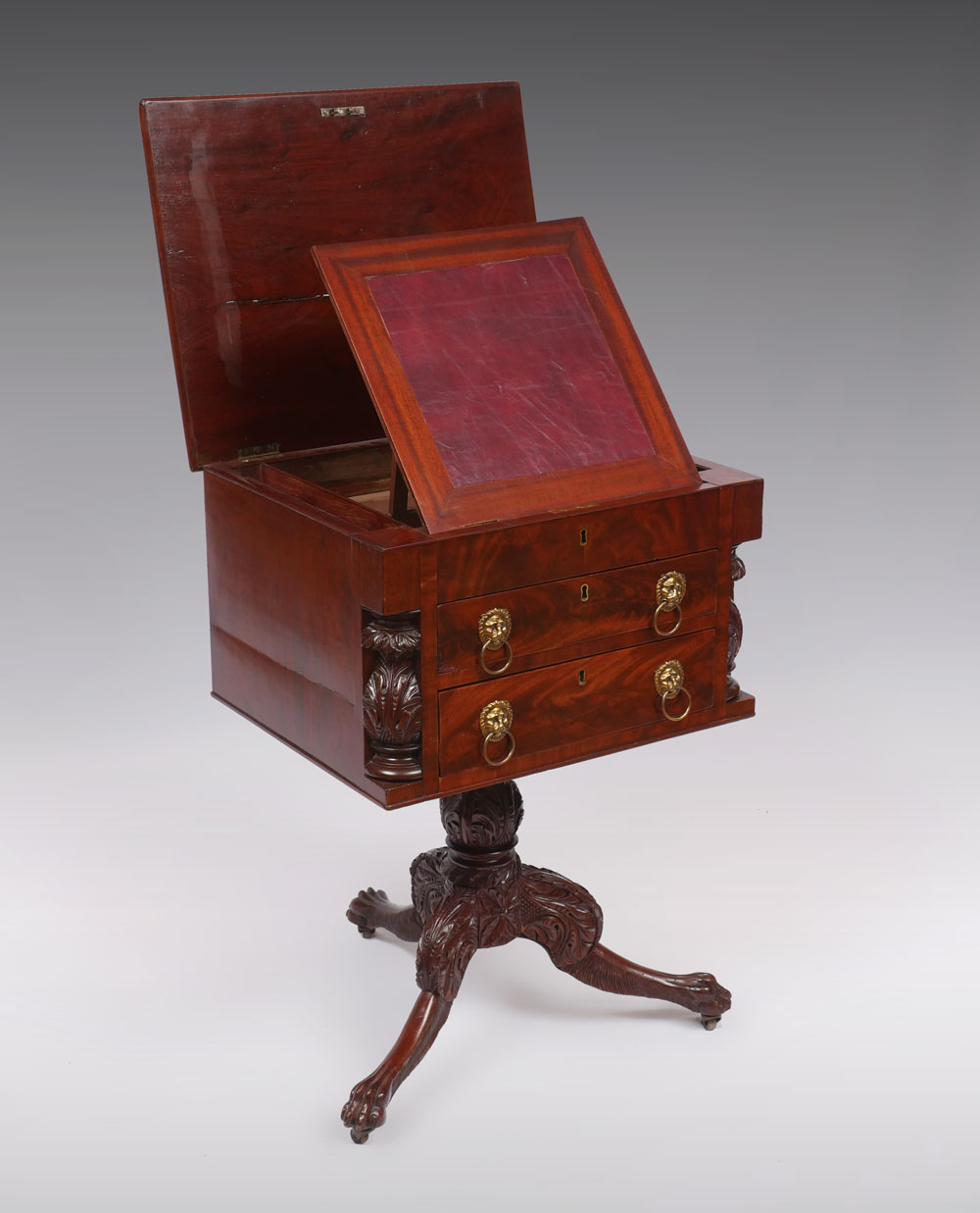 Appraisal: TH CENTURY MAHOGANY LADIES WRITING DESK Circa Philadelphia Flame Mahogany