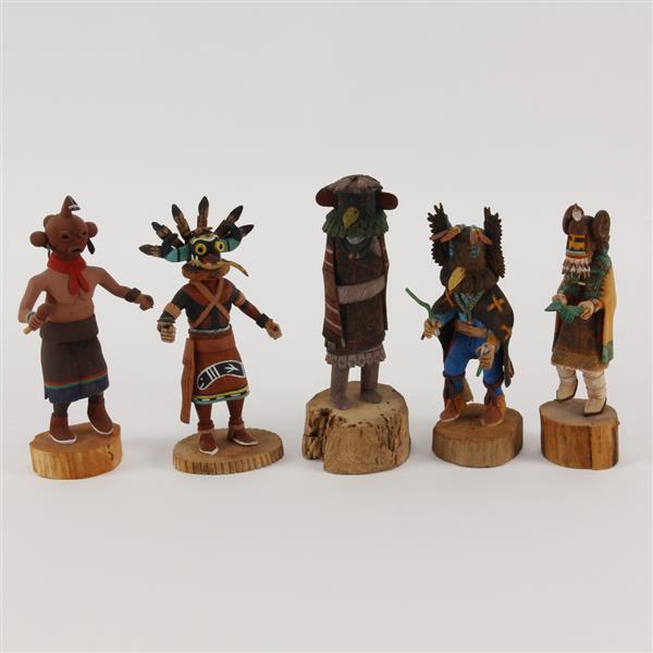 Appraisal: Five Native American Hopi Kachina Dolls Signed SituliliVinton LomahaptewaCorwyn HumetenaHomer