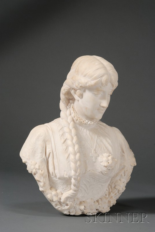 Appraisal: Alabaster Bust of a Maiden in Renaissance Dress late th