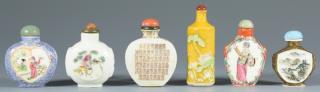 Appraisal: Porcelain Snuff Bottles Six Chinese porcelain snuff bottles including famille