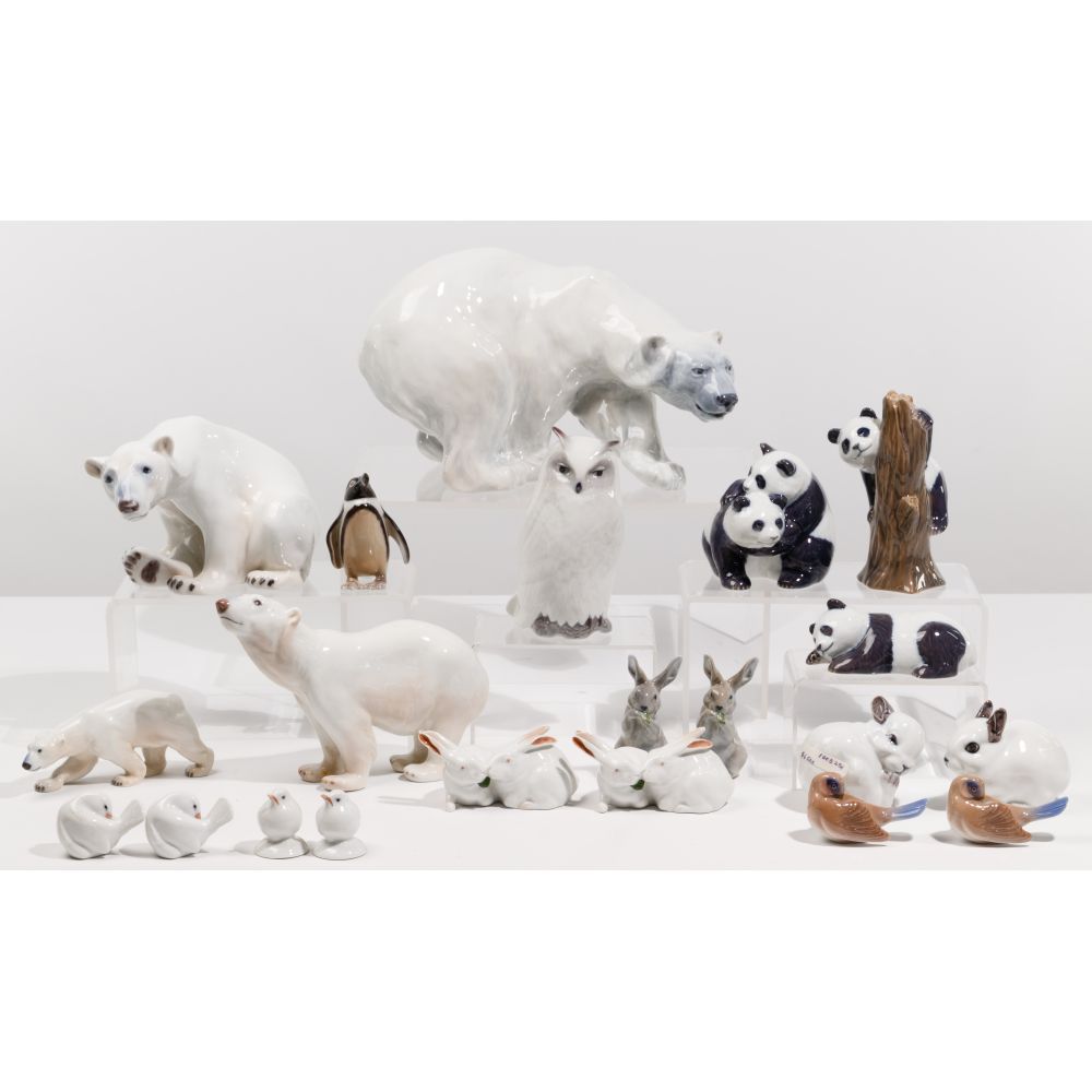 Appraisal: ROYAL COPENHAGEN WILD ANIMAL FIGURINE ASSORTMENT items including polar bears