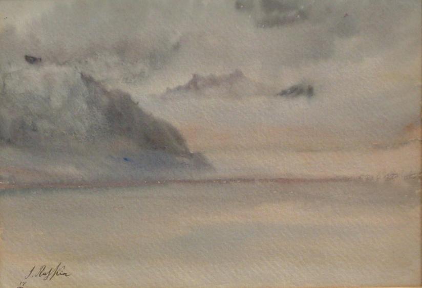 Appraisal: RUSKIN Misty landscape watercolour x -