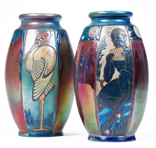 Appraisal: BAROL Pair of ovoid vases decorated in cloisonne with a