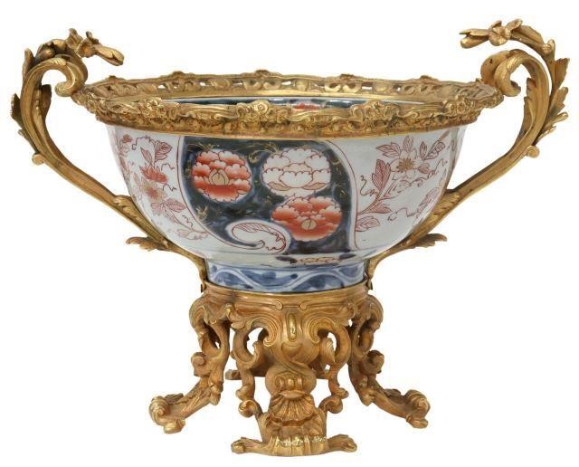 Appraisal: Japanese Imari palette porcelain bowl in a French bronze dore