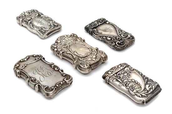 Appraisal: Sale Lot A Collection of Five American Silver Vesta Cases