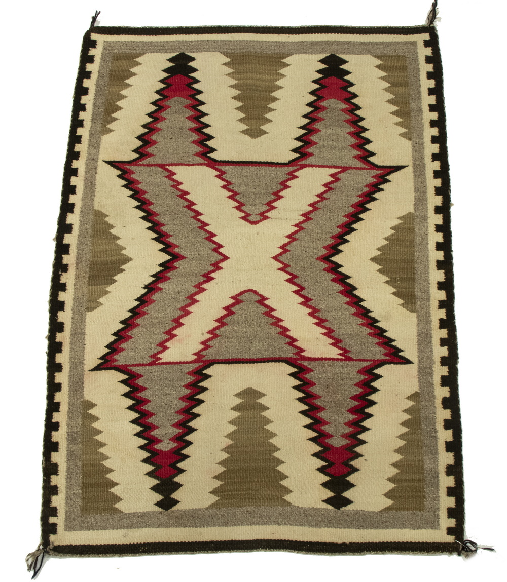 Appraisal: SMALL NAVAJO RUG Steppe Diamonds eye dazzler flat weave in