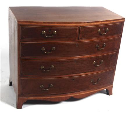 Appraisal: A Regency mahogany bow front chest with boxwood and ebony